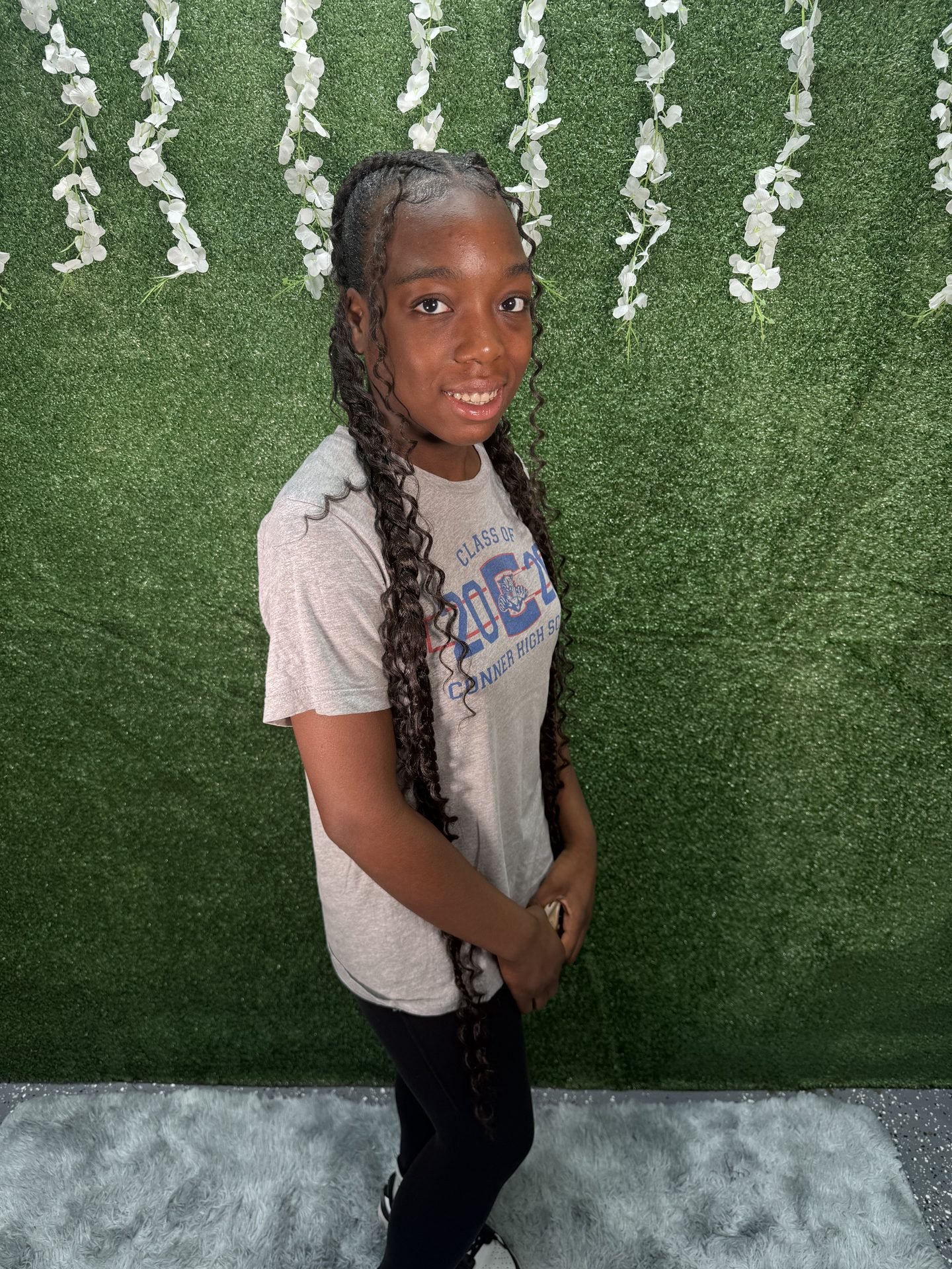 Long braids side view